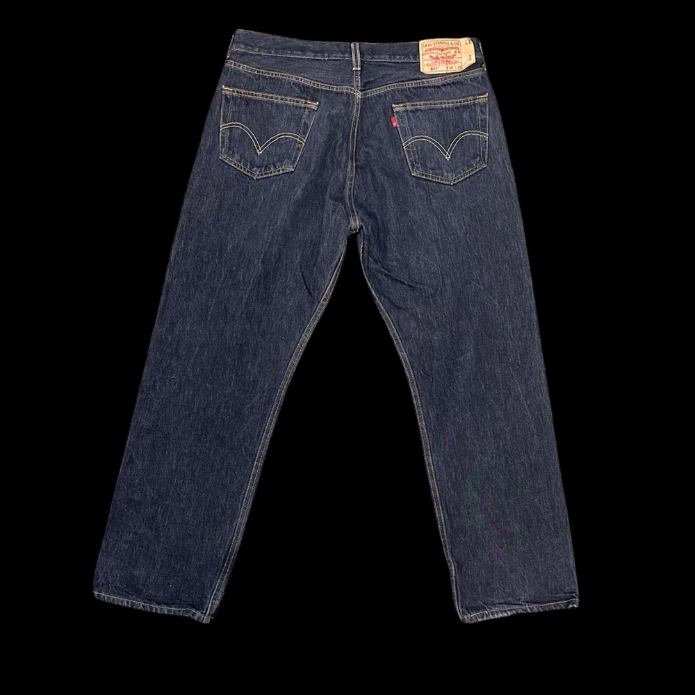 LEVI’S 501 Button Fly Straight Leg Blue Jeans Men's Size 38 x 32 Dark Wash Black